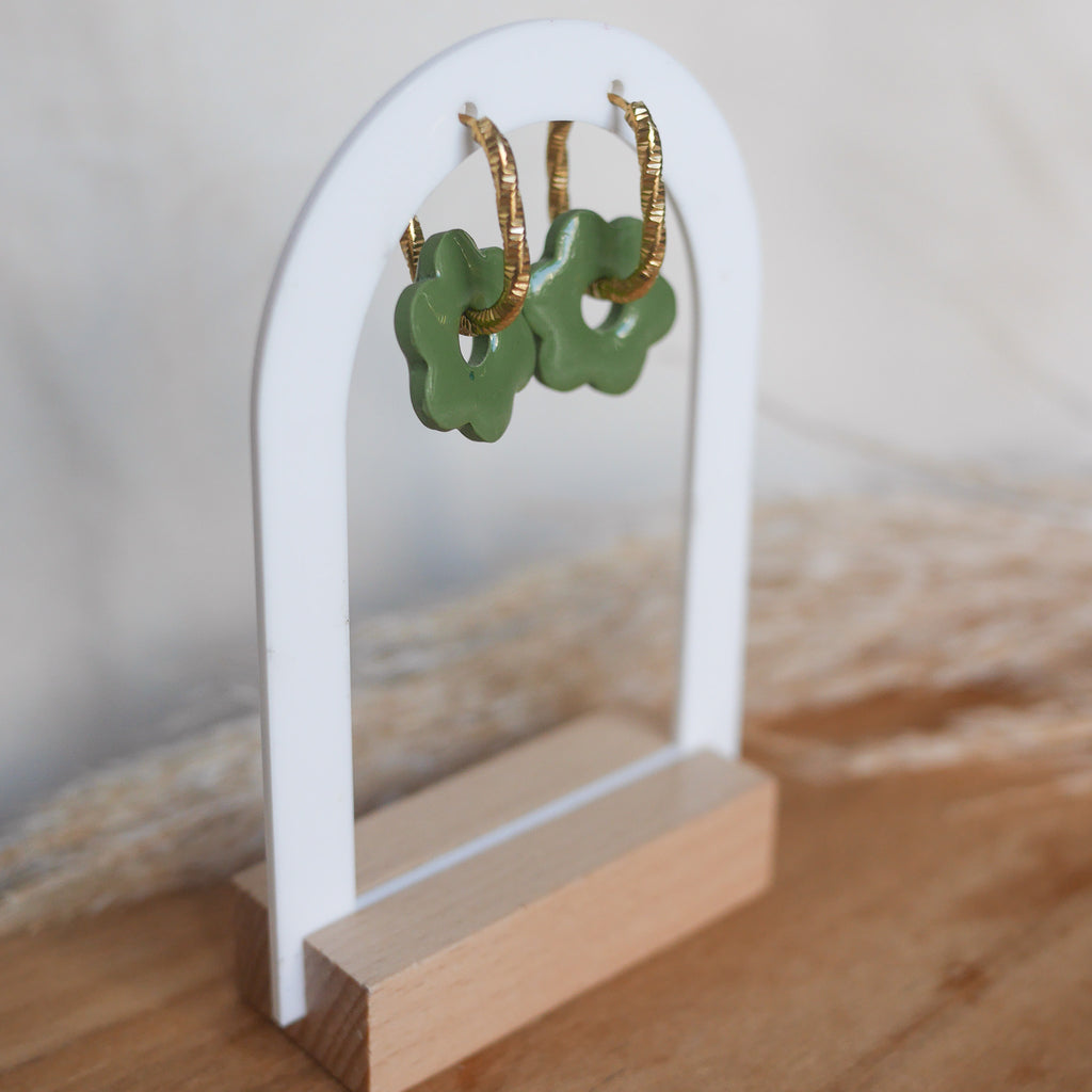 Créoles en acier inoxydable - Ovales martelées