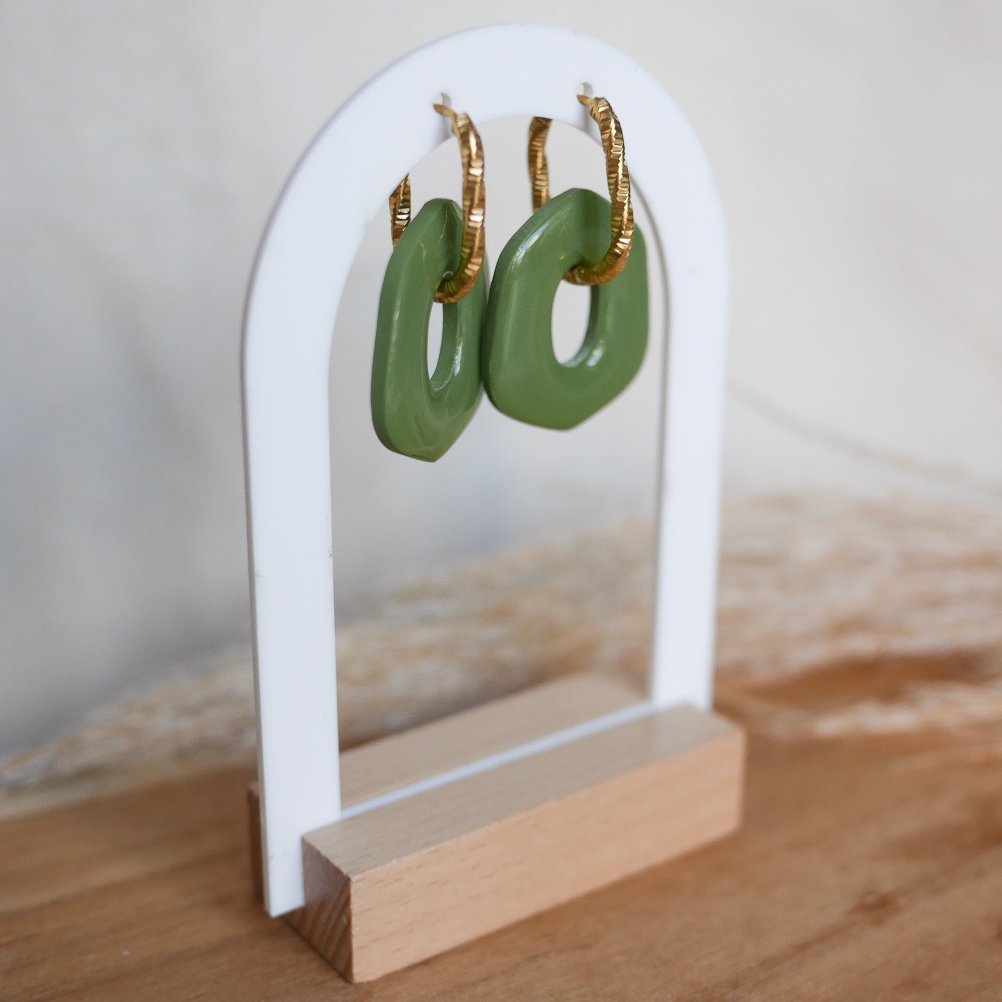 Créoles en acier inoxydable - Ovales martelées