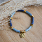 Bracelet La Boca personnalisable en perles tubes incurvées et acier inoxydable, modèle élastique disponible en plusieurs coloris.